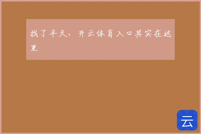 找了半天，开云体育入口其实在这里
